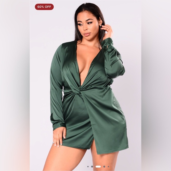 Fashion Nova Deep Green Mini Dress - Picture 2 of 4